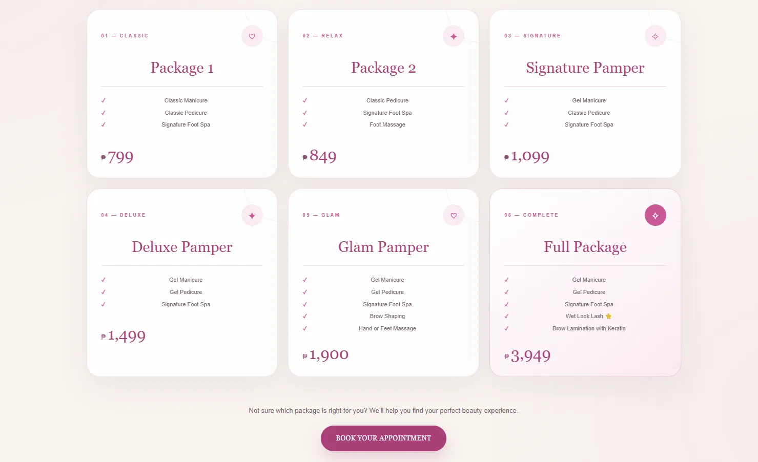 Fantasy Lash and Brows packages