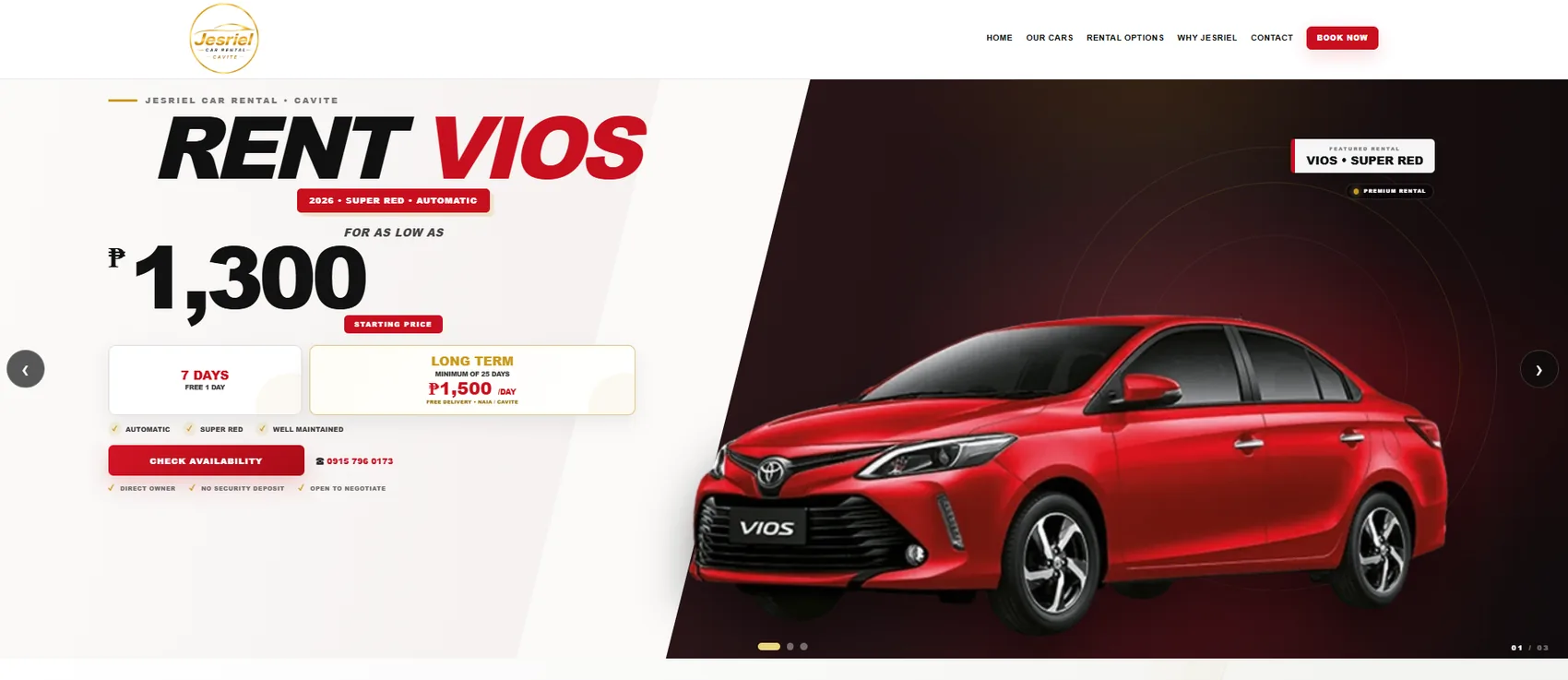 Jesriel Car Rental hero section