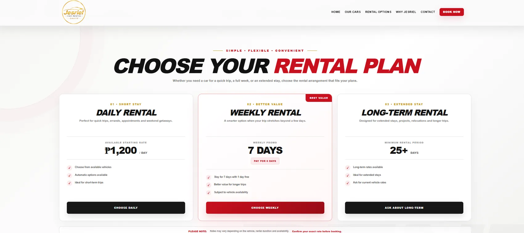 Jesriel Car Rental plans