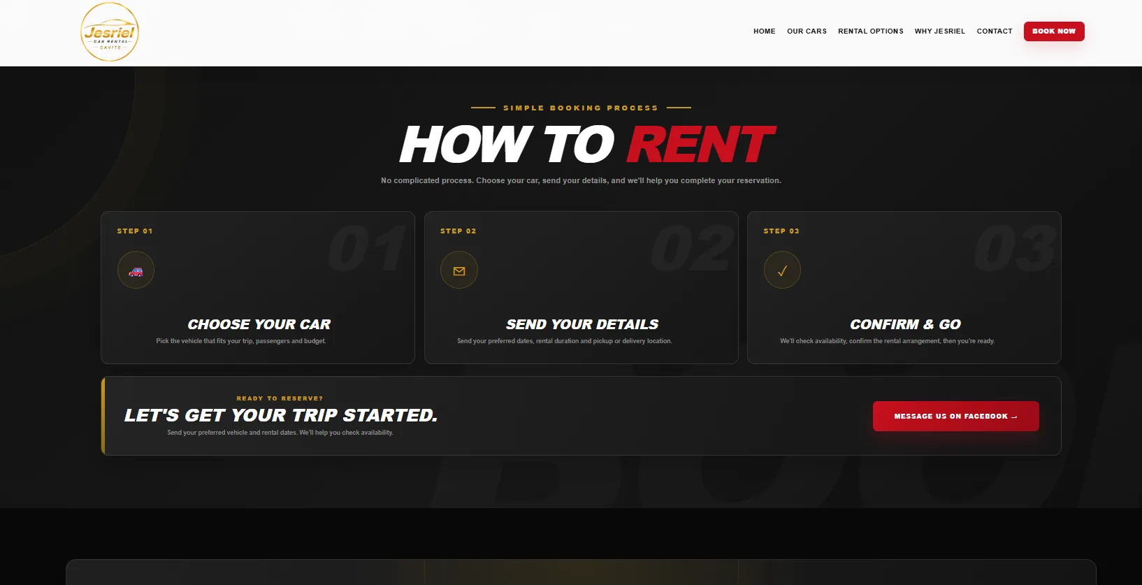 Jesriel Car Rental booking process
