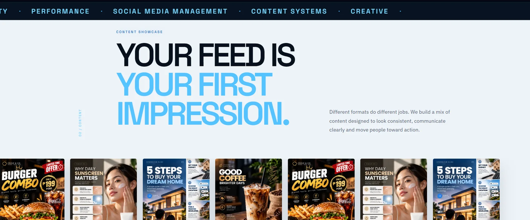 Social media content showcase